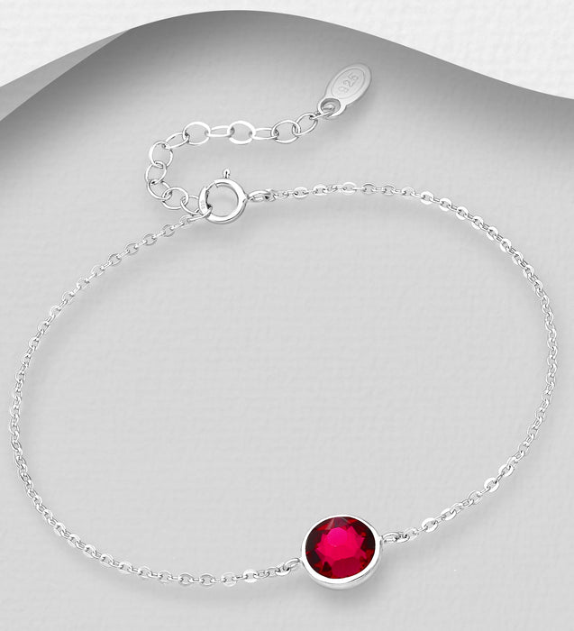 Sterling Silver Bracelet Decorated with Authentic Swarovski® Crystal