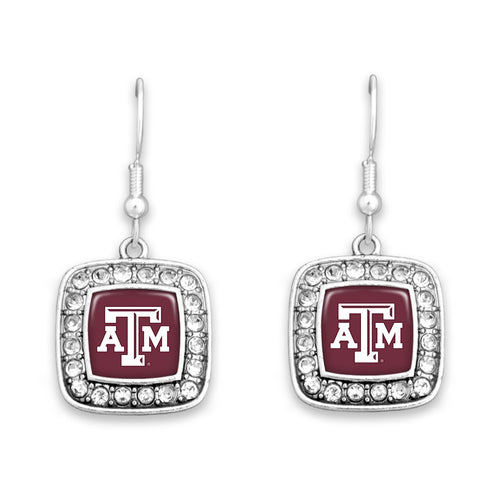 Texas A&M Aggies Square Crystal Charm Kassi Earrings