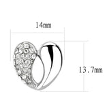 High Polished Stainless Steel Heart Crystal Charm Stud Earring