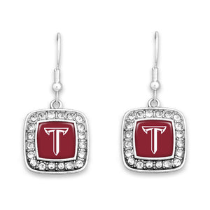 Troy Trojans Square Crystal Charm Kassi Earrings