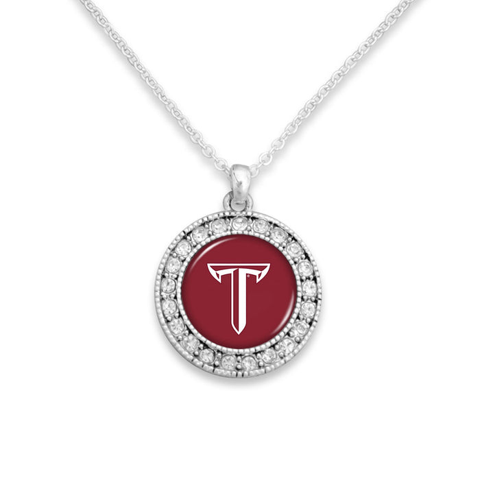 Troy Trojans Kenzie Round Crystal Charm Necklace