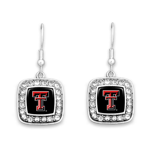 Texas Tech Raiders Square Crystal Charm Kassi Earrings
