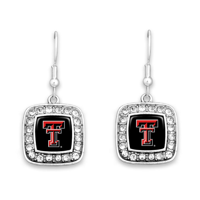 Texas Tech Raiders Square Crystal Charm Kassi Earrings