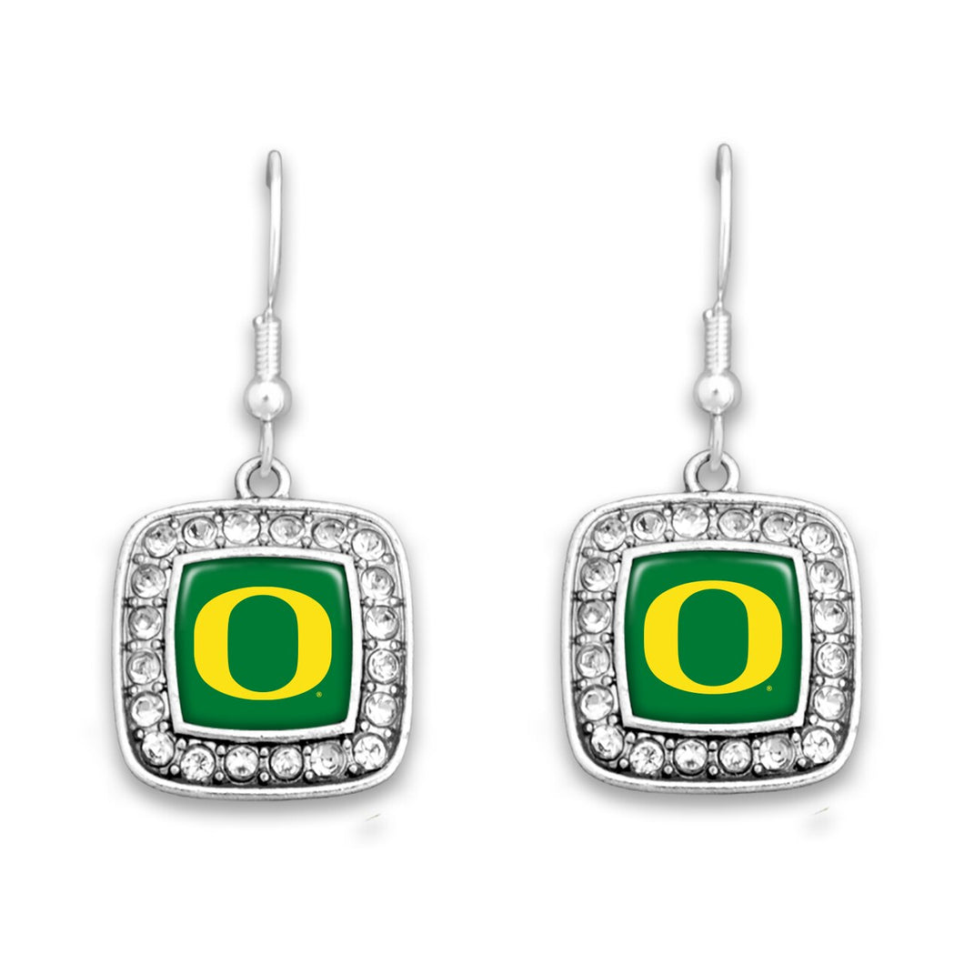 Oregon Ducks Square Crystal Charm Kassi Earrings