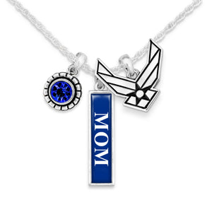 U.S. Air Force Triple Charm Necklace with Vertical Accent for Mom