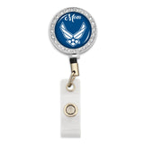 U.S. Air Force Crystal Charm Badge Holder for Mom