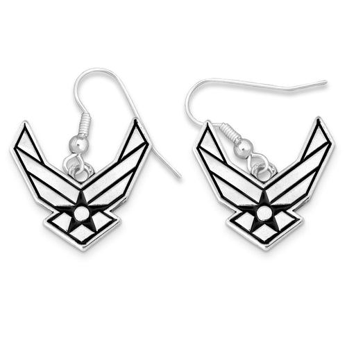 U.S. Air Force Silver Logo Fish Hook Earrings