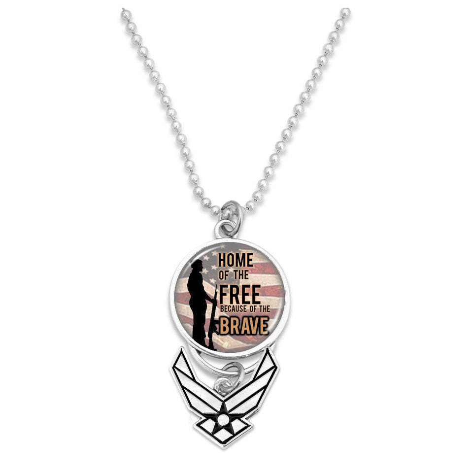 U.S. Air Force Home of the Brave (Soldier) with Silver Logo Car Charm