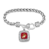 U.S. Marines Square Crystal Charm Bracelet