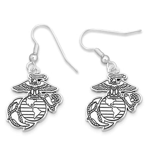 U.S. Marines Silver Logo Charm Earrings