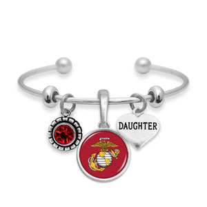 U.S. Marines Triple Charm Bracelet with Daughter Accent Charm