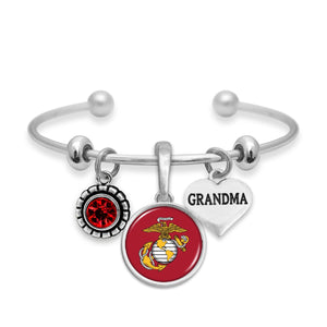 U.S. Marines Triple Charm Bracelet with Grandma Accent Charm