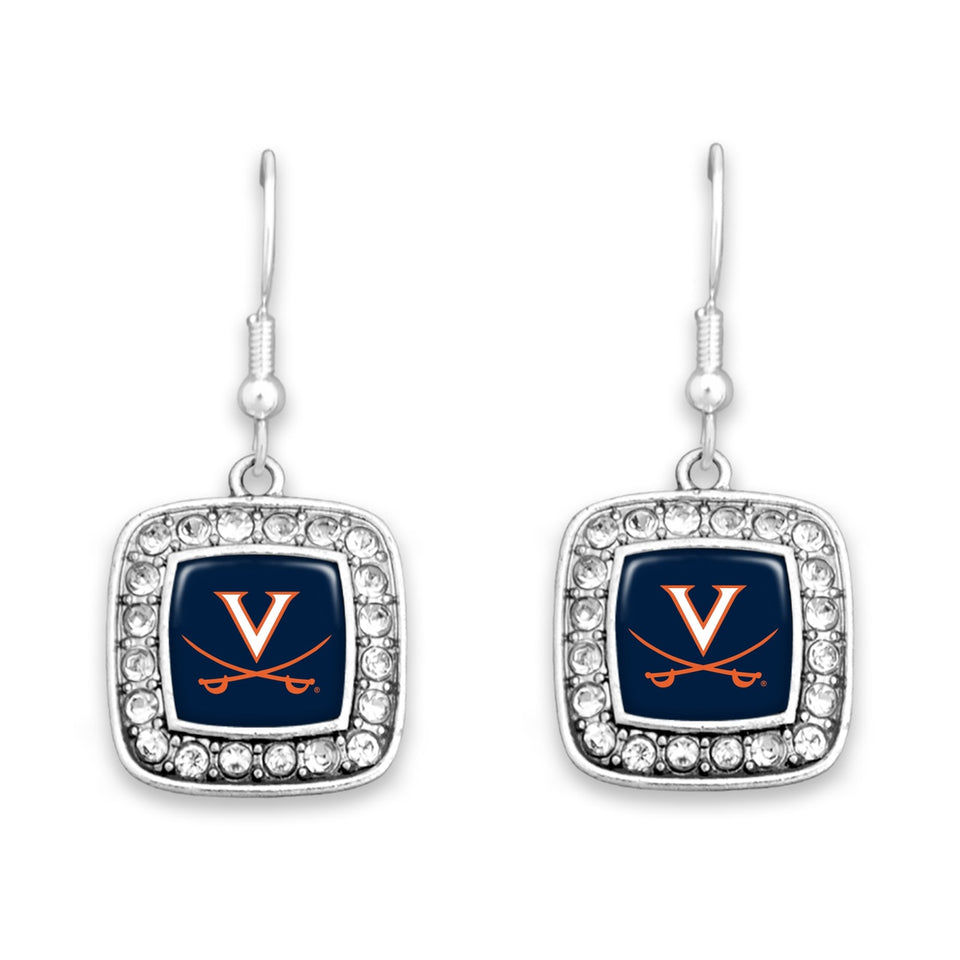 Virginia Cavaliers Square Crystal Charm Kassi Earrings