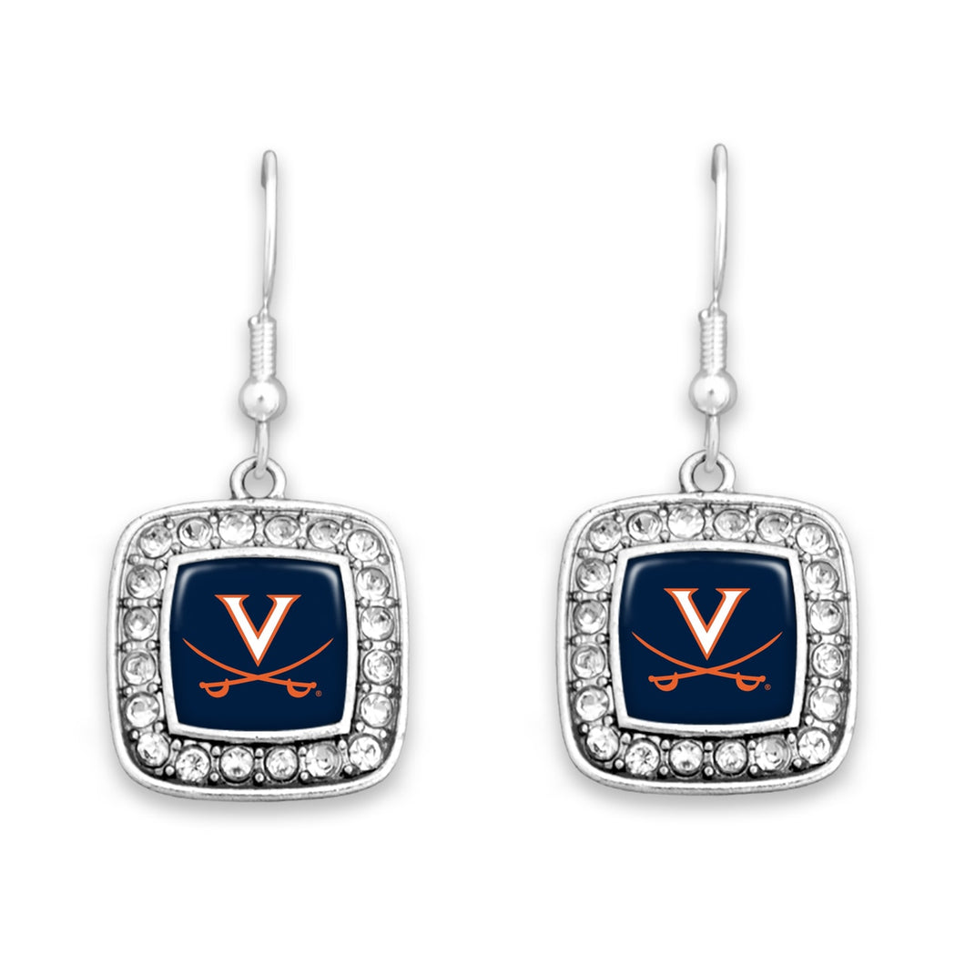 Virginia Cavaliers Square Crystal Charm Kassi Earrings
