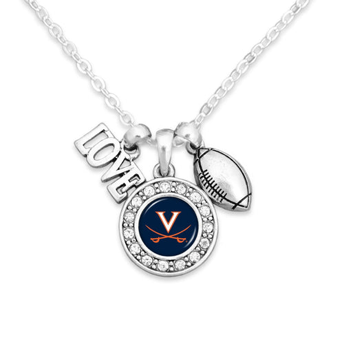 Virginia Cavaliers Football, Love and Logo Necklace