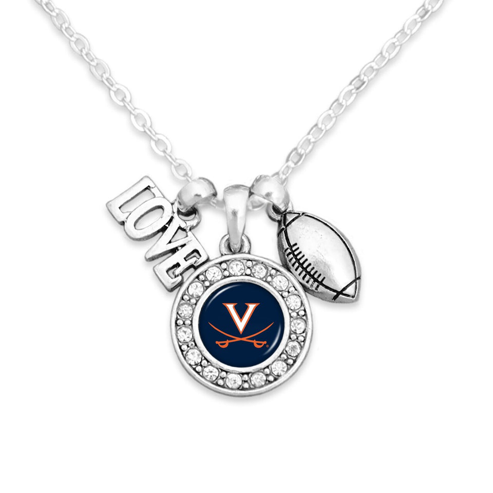Virginia Cavaliers Football, Love and Logo Necklace