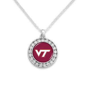 Virginia Tech Hokies Kenzie Round Crystal Charm Necklace