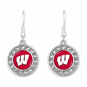 Wisconsin Badgers Abby Girl Round Crystal Earrings