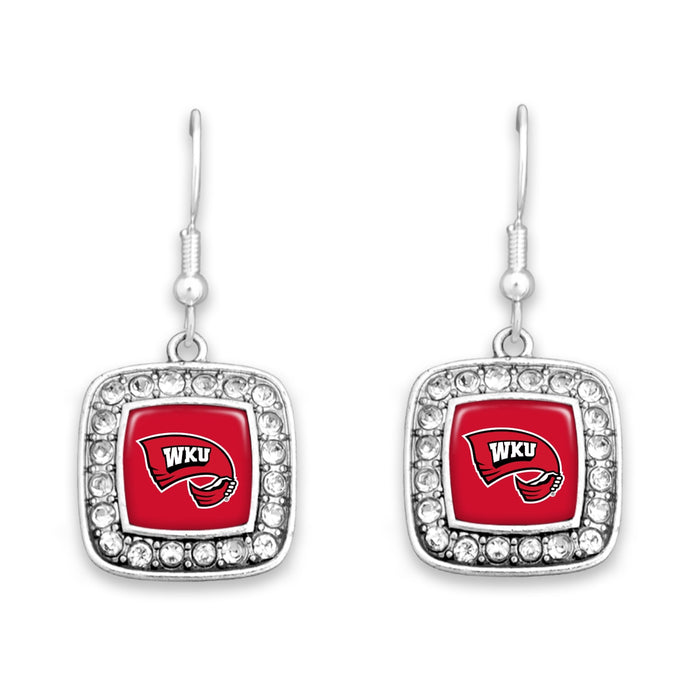 Western Kentucky Hilltoppers Square Crystal Charm Kassi Earrings