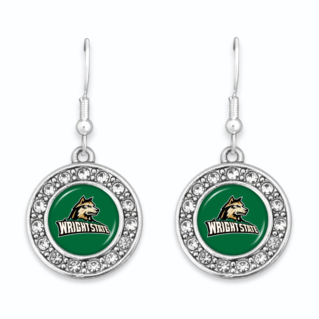 Wright State Raiders Abby Girl Round Crystal Earrings