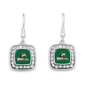 Wright State Raiders Square Crystal Charm Kassi Earrings
