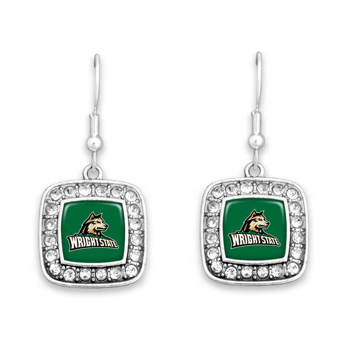 Wright State Raiders Square Crystal Charm Kassi Earrings
