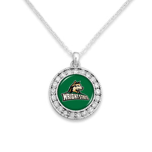 Wright State Raiders Kenzie Round Crystal Charm Necklace