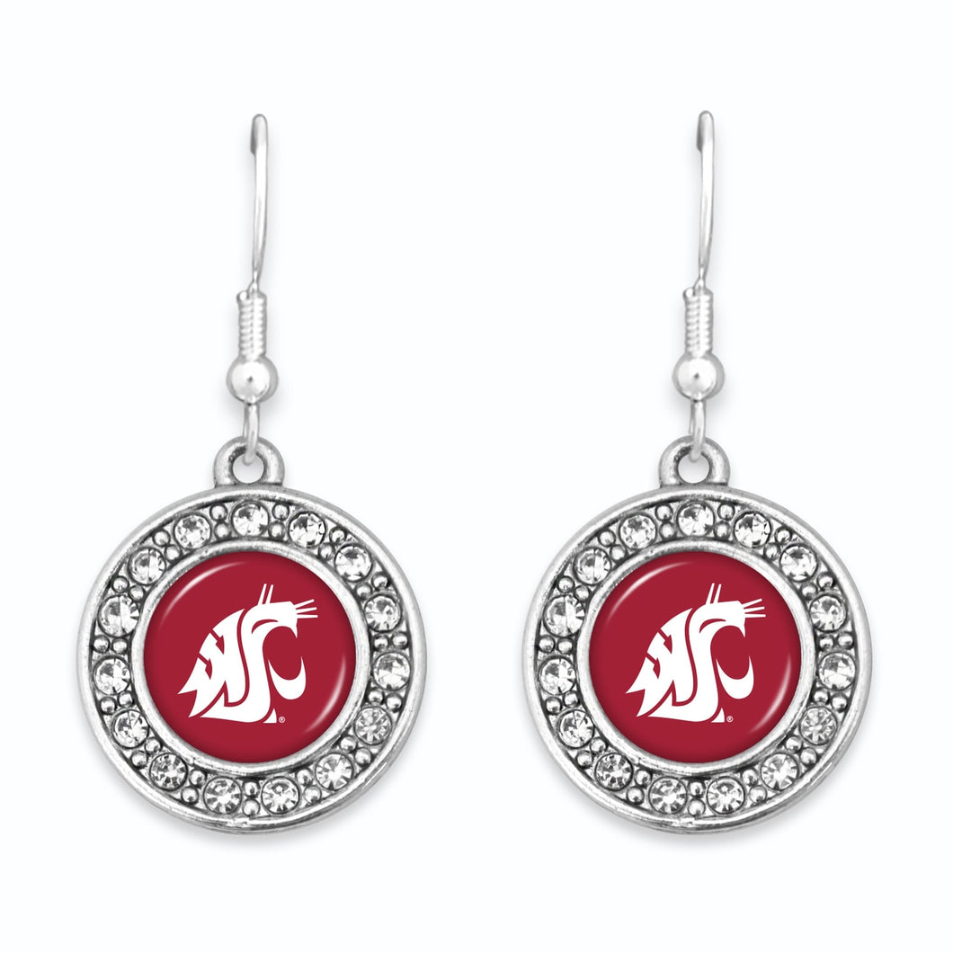 Washington State Cougars Abby Girl Round Crystal Earrings