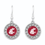 Washington State Cougars Abby Girl Round Crystal Earrings