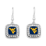West Virginia Mountaineers Square Crystal Charm Kassi Earrings