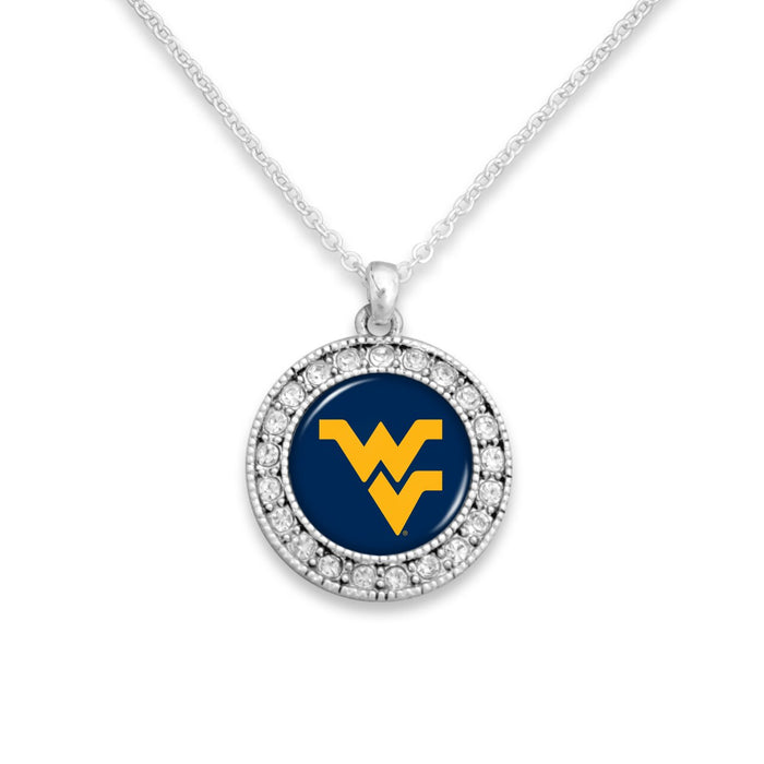 West Virginia Mountaineers Kenzie Round Crystal Charm Necklace