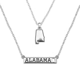 Alabama State Pride ''Silver Double Down State'' Necklace