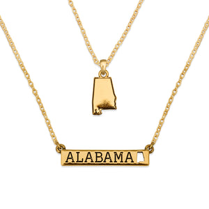 Alabama State Pride ''Gold Double Down State'' Necklace
