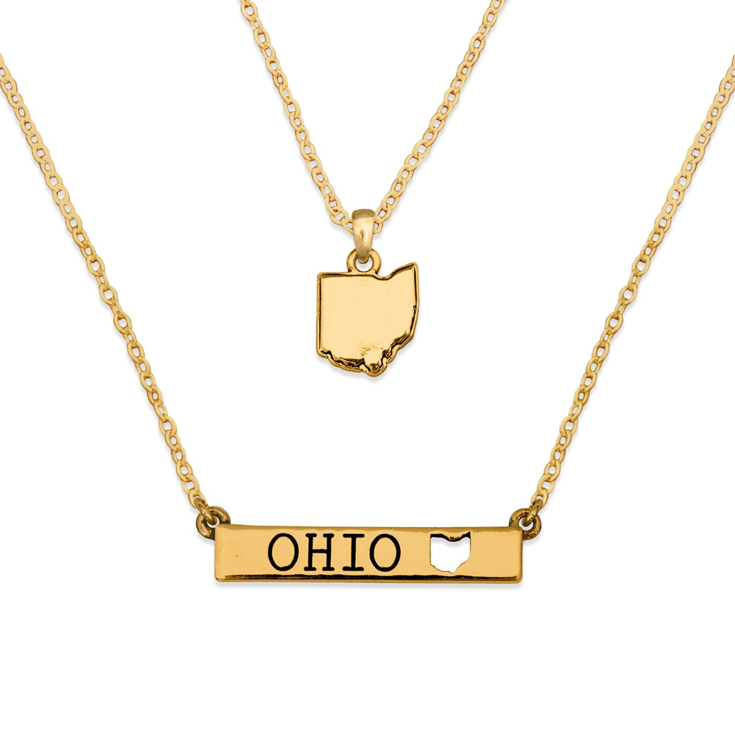 Ohio State Pride ''Gold Crystal and Suede'' Necklace