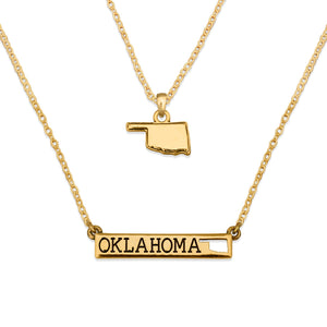 Oklahoma State Pride ''Gold Double Down State'' Necklace
