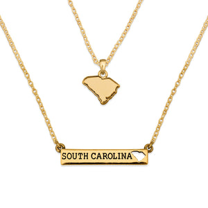 South Carolina State Pride ''Gold Double Down State'' Necklace