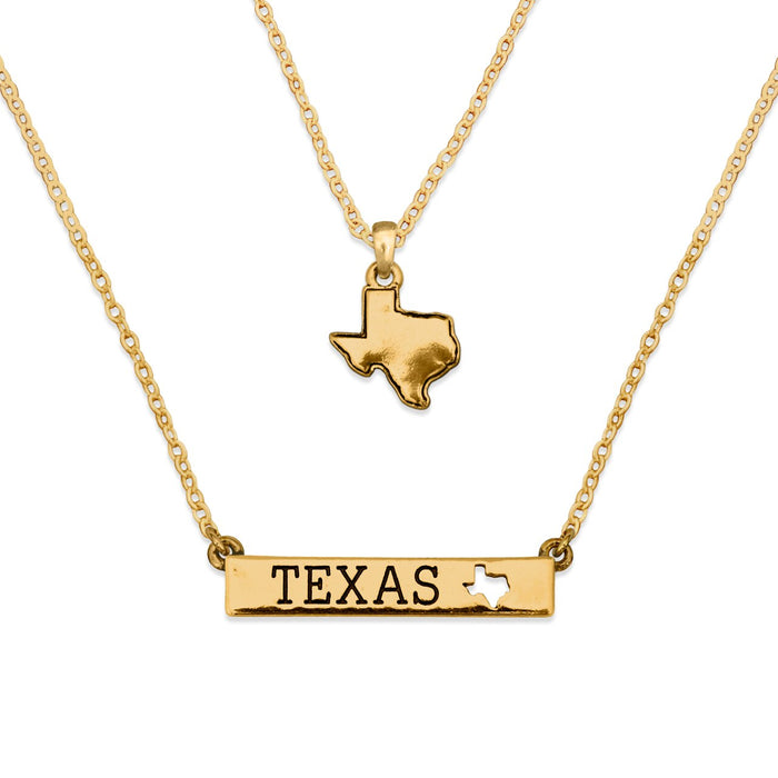 Texas State Pride ''Gold Double Down State'' Necklace