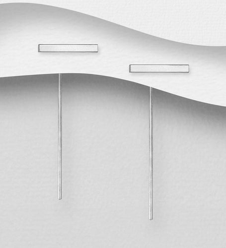 Sterling Silver Vertical Bar Hook Design Earrings