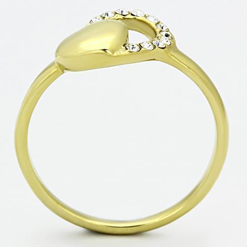 IP Gold (Ion Plating) Stainless Steel Ring With Clear Top Grade Crystal