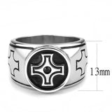 High Polished Crusader Design in Circle Stainless Steel Biker Ring