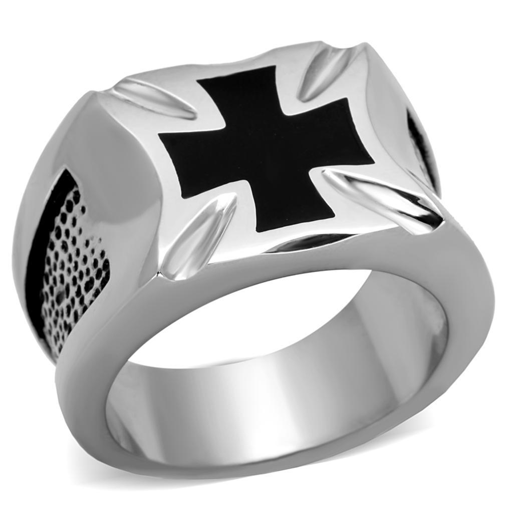 High Polished Modern Crusader Stainless Steel Biker Ring