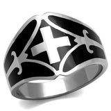 High Polished Crusader Design w/ Epoxy in Jet Stainless Steel Biker Ring