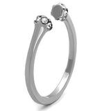 High Polished Stainless Steel Silver Ring With Clear Top Grade Crystal