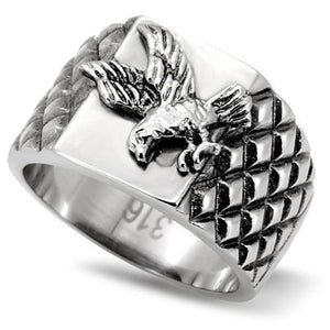 High Polished Proud American Eagle Stainless Steel Biker Ring