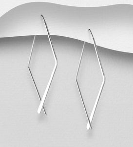 Silver Rhombus Hook Diamond Shape Earrings
