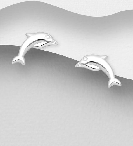 Sterling Silver Dolphin Push-Back Earrings
