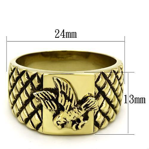 High Polished Gold Proud American Eagle Stainless Steel Biker Ring