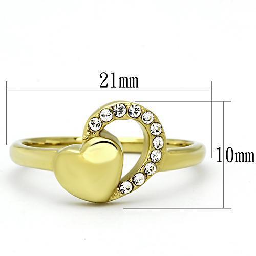 IP Gold (Ion Plating) Stainless Steel Ring With Clear Top Grade Crystal