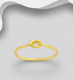 Sterling Silver Love Knot Ring, Plated with 1 Micron 18K Yellow Gold