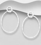 Sterling Silver Push-Back Earrings Featuring Hammered Circle Links